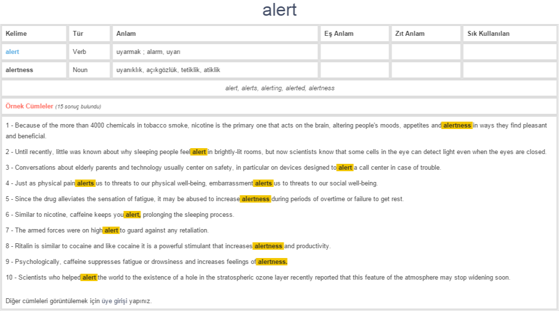 alert ne demek, anlamı nedir | YDS - YÖKDİL İNGİLİZCE-TÜRKÇE BAĞLAMSAL ...