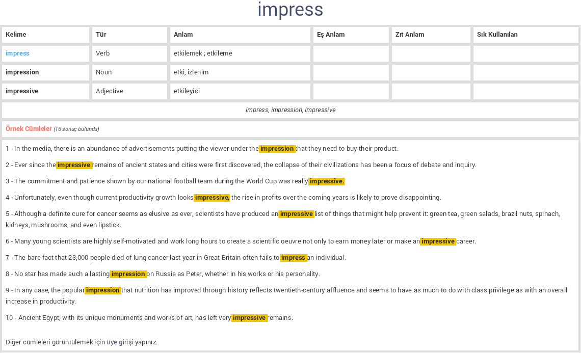 impress ne demek, anlamı nedir | YDS - YÖKDİL İNGİLİZCE-TÜRKÇE ...