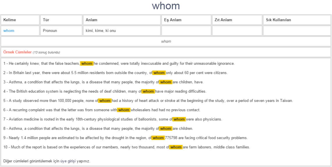 whom ne demek, anlamı nedir YDS YÖKDİL İNGİLİZCETÜRKÇE BAĞLAMSAL